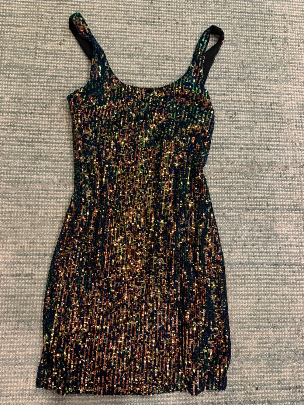 Topshop Black Multi-Sequin Scoop Mini Dress